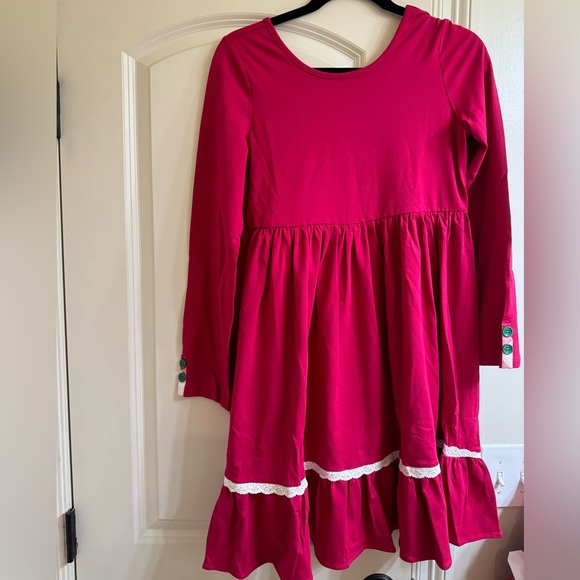 Matilda Jane Girls Dress long sleeve red with plaid bow Matida Jane NWT Size:16 - Picture 3 of 4